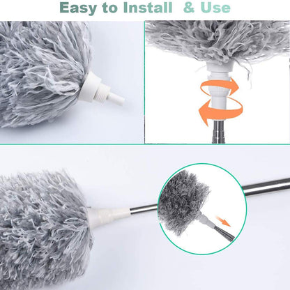 Microfiber Dusters For Cleaning Telescoping Feather Duster With 100 Inches Extendable Handle Pole Dusting Cleaning Tools For Cleaning High Ceiling Ceiling Fan Blinds Cobwebs Furniture Cars