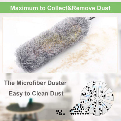 Microfiber Dusters For Cleaning Telescoping Feather Duster With 100 Inches Extendable Handle Pole Dusting Cleaning Tools For Cleaning High Ceiling Ceiling Fan Blinds Cobwebs Furniture Cars