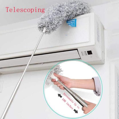 Microfiber Dusters For Cleaning Telescoping Feather Duster With 100 Inches Extendable Handle Pole Dusting Cleaning Tools For Cleaning High Ceiling Ceiling Fan Blinds Cobwebs Furniture Cars